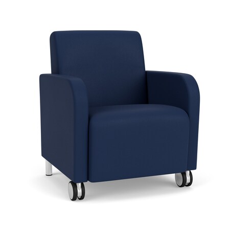 Lesro Siena Lounge Reception Guest Chair w/ Front Casters, 27 in W 29.5 in L 32.5 in H SN1101